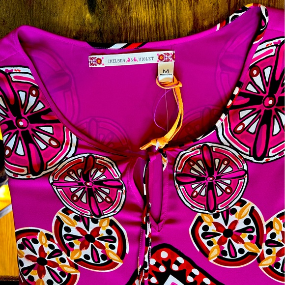 Chelsea & Violet - Long Sleeve Magenta Dress with Fringe - Picture 6 of 10